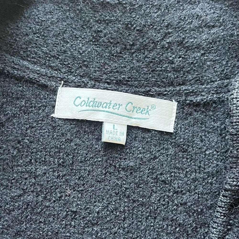 Vintage Coldwater Creek 100% Wool Black Sweater Women Large 80s Grandma Sequins - Picture 4 of 8